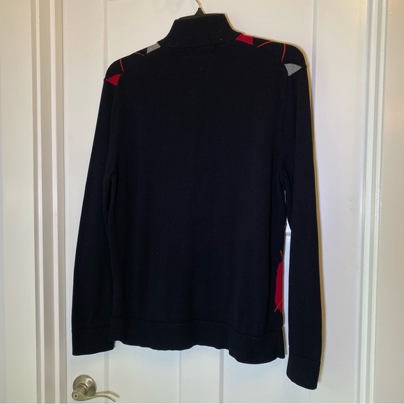INC International Concepts mens size Large Black Red Zip Up Andie Argyle Sweater - Picture 5 of 7